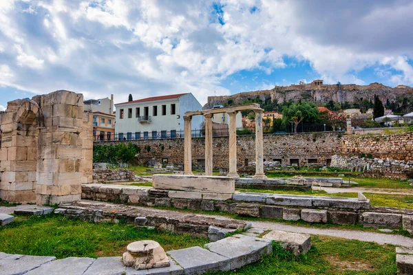 Ruinen Der Hadrian Bibliothek Athen Griechenland Hadrians Bibliothek Wurde Vom — Stockfoto