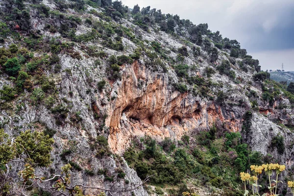 Religion Icons Rocks Canyon Goura Attica Greece Greek Orthodox Monastery — Stock Photo, Image