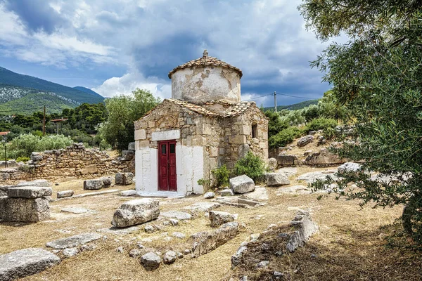 Aigosthena Nın Erken Hıristiyan Bazilikası Bakire Meryem Kilisesi Veya Aziz — Stok fotoğraf