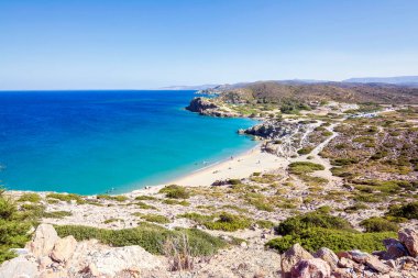 Yunanistan 'ın Girit adasının doğu yakasındaki Erimoupolis plajı. Yunanistan 'ın Girit adasındaki Vai plajı yakınlarındaki antik Itanos bölgesinde yer almaktadır..