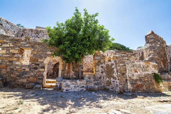 Buildings Fortress Island Spinalonga Gulf Elounda Crete Greece Here Were — Stock Photo, Image