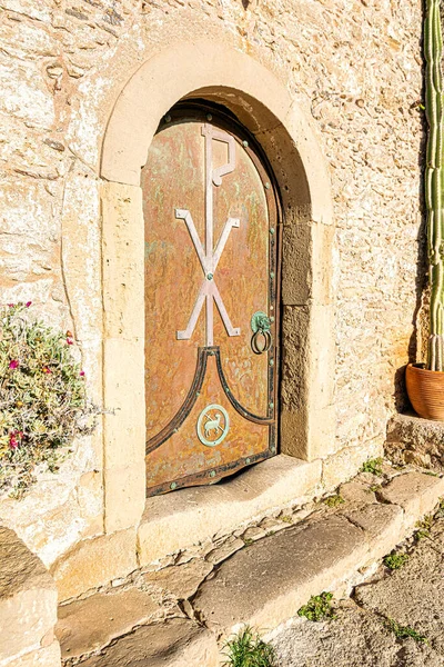 Металеві Двері Монастирі Топлі Північно Східній Частині Криту Греція — стокове фото