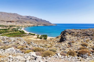 Girit 'in doğu kesimindeki, Yunanistan' ın sahil ve tamarisklerle kaplı huzurlu Kato Zakros köyü..