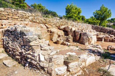 Lavrion Antik Gümüş Madenleri 'nin tarihi manzarası. Yunanistan.