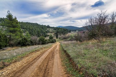 Attica, Yunanistan 'daki dağ yolu. Parnitha dağına yakın..