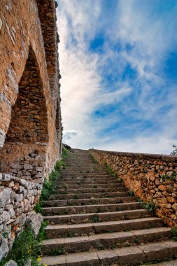 palamidi Kalesi, nafplio, Yunanistan eski taş merdivenler.
