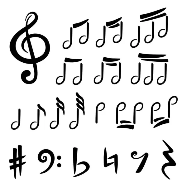 Bir dizi müzik sembolü ve notaları.