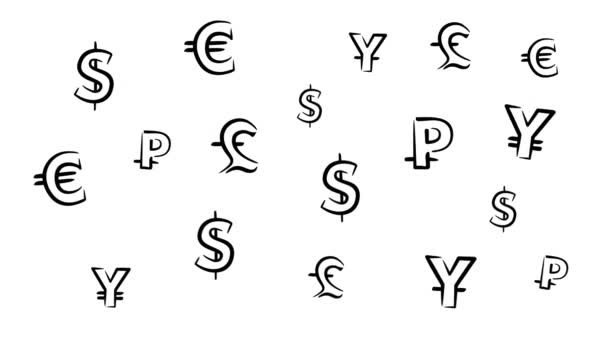 Bewegliches Währungssymbol Schwarzer Und Weißer Hintergrund — Stockvideo