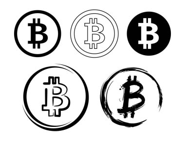 vektör bitcoin sembolleri kümesi