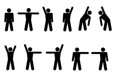 Stickman Simgeleri İnsanları Farklı Pozisyonlara Ayarlar