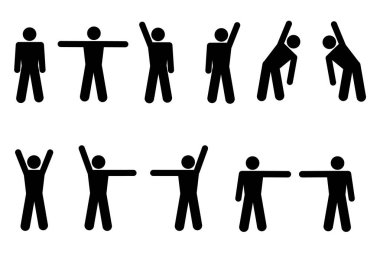 Stickman Simgeleri İnsanları Farklı Pozisyonlara Ayarlar