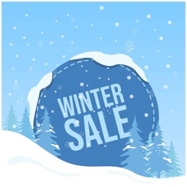 Kar Taneleri Ücretsiz Vektör ile kış indirimi poster tasarımı. Sancak ve el ilanları için kış indirimi illüstrasyonu Kış indirimi düz stil.