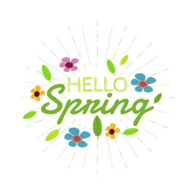 Mevsimlik yay logosu tasarım vektörü. Çiçekli, yapraklı ve kelebekli taze bahar logosu tasarımı.