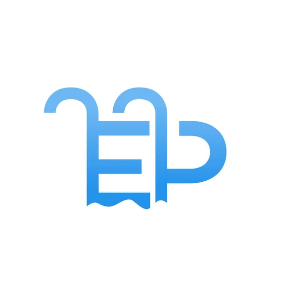Initial Letter Swimming Pool Logo Design Vector Lettermark Logo Letter — Stock Vector