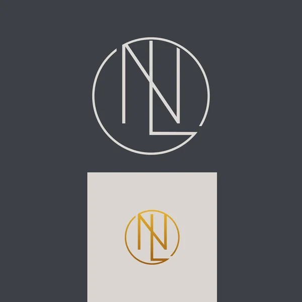 最初の文字Ln最小設計ロゴベクトル 初期円Ln文字ロゴデザインベクトルテンプレート 概要文字Lnロゴデザイン — ストックベクタ