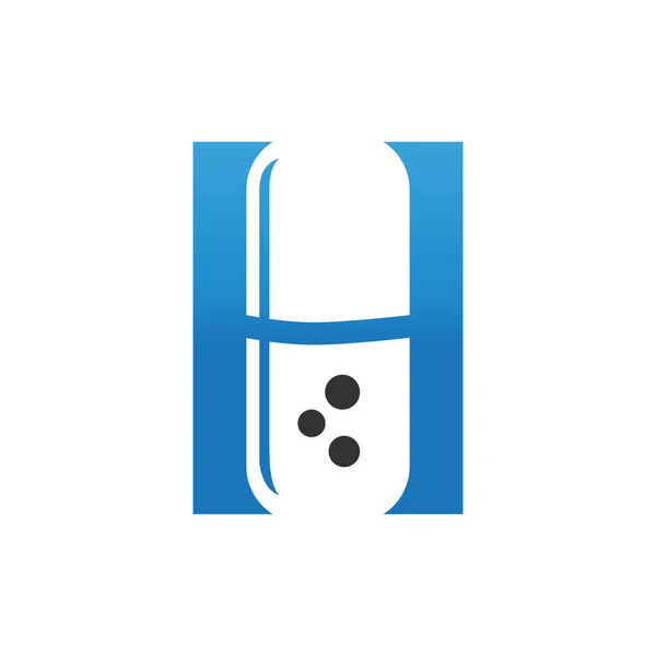 PillまたはCapsuleロゴデザイン 薬局ロゴ付き文字Hのイラスト薬のロゴ薬のアイコンコンセプトベクトル — ストックベクタ