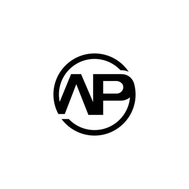 İlk harf ap daire basit yaratıcı logo vektör görüntüsü. İlk harf AP PA minimalist sanat monogramı şekil logosu, siyah arkaplanda beyaz renk.