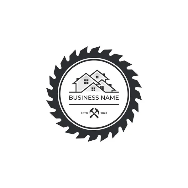 Σπίτι Οικοδόμοι Επισκευή Αναδιαμόρφωση Λογότυπο Σχεδιασμό Διάνυσμα Εικόνα Κυκλικός Δίσκος — Διανυσματικό Αρχείο