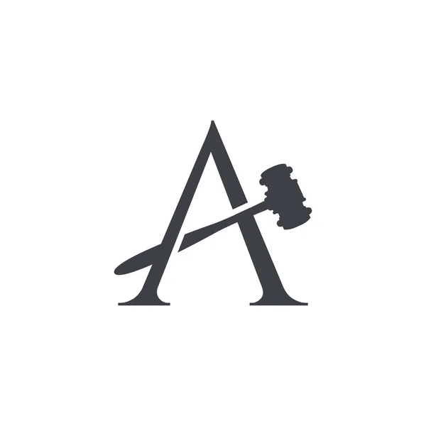 最初の手紙のコンセプトを持つ法律事務所のロゴ 最初の手紙 法律事務所のロゴデザイン 最初のA文字と判事ハンマー画像ベクターデザインの法律事務所ロゴ — ストックベクタ