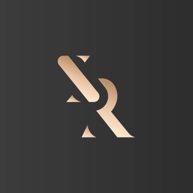 Lüks Altın ve Siyah Renkli ilk tabanlı SR logosu. Logo harfi SR Monogram Altın Logo Tasarımı