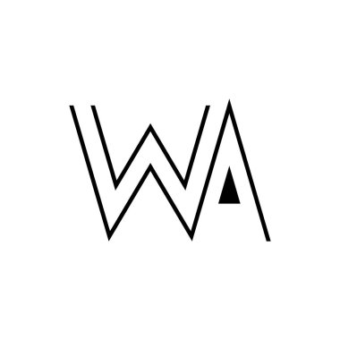 İlk harf WA logo hattı benzersiz modern. İlk harf logosu benzersiz modern. Basit logo çizgisi vuruşu siyah renk