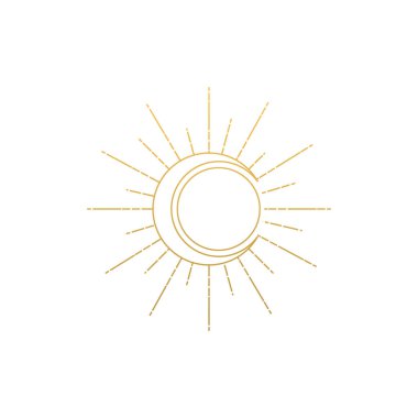 Ay güneşi logosu mistik sembol vektör görüntüsü. Güneş ve Ay bağları sanat klipleri. Güneş logosu, ay dövmesi. Mistik kutsal geometri, sihirli pagan cadı tanrıçası ve tanrı sembolü.