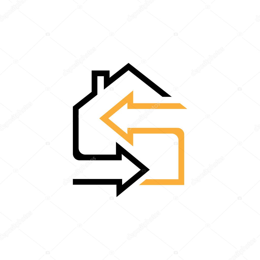 Home renovation and flip house logo design concept vector image. Flip house real estate logo design template vector illustration