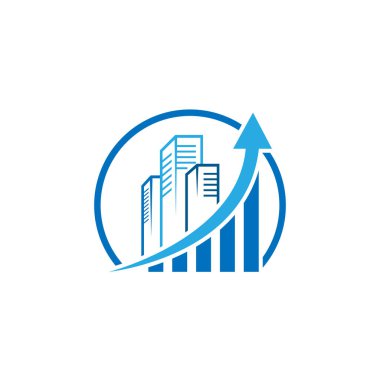 Modern gayrimenkul yatırım logosu tasarımı Vektörü. Ticari emlak logosu üreten emlak yatırımı