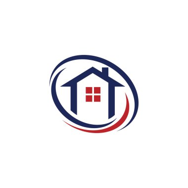 House Logo Şablonu Tasarım Vektörü. Ev simgesi Vektörü basit düz logo simgesi, Amblem, Tasarım Konsepti, Yaratıcı Sembol, Simge Simgesi, Simge