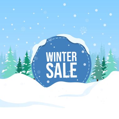 Kar Taneleri Ücretsiz Vektör ile kış indirimi poster tasarımı. Kış sezonu satışı yatay afiş şablonu