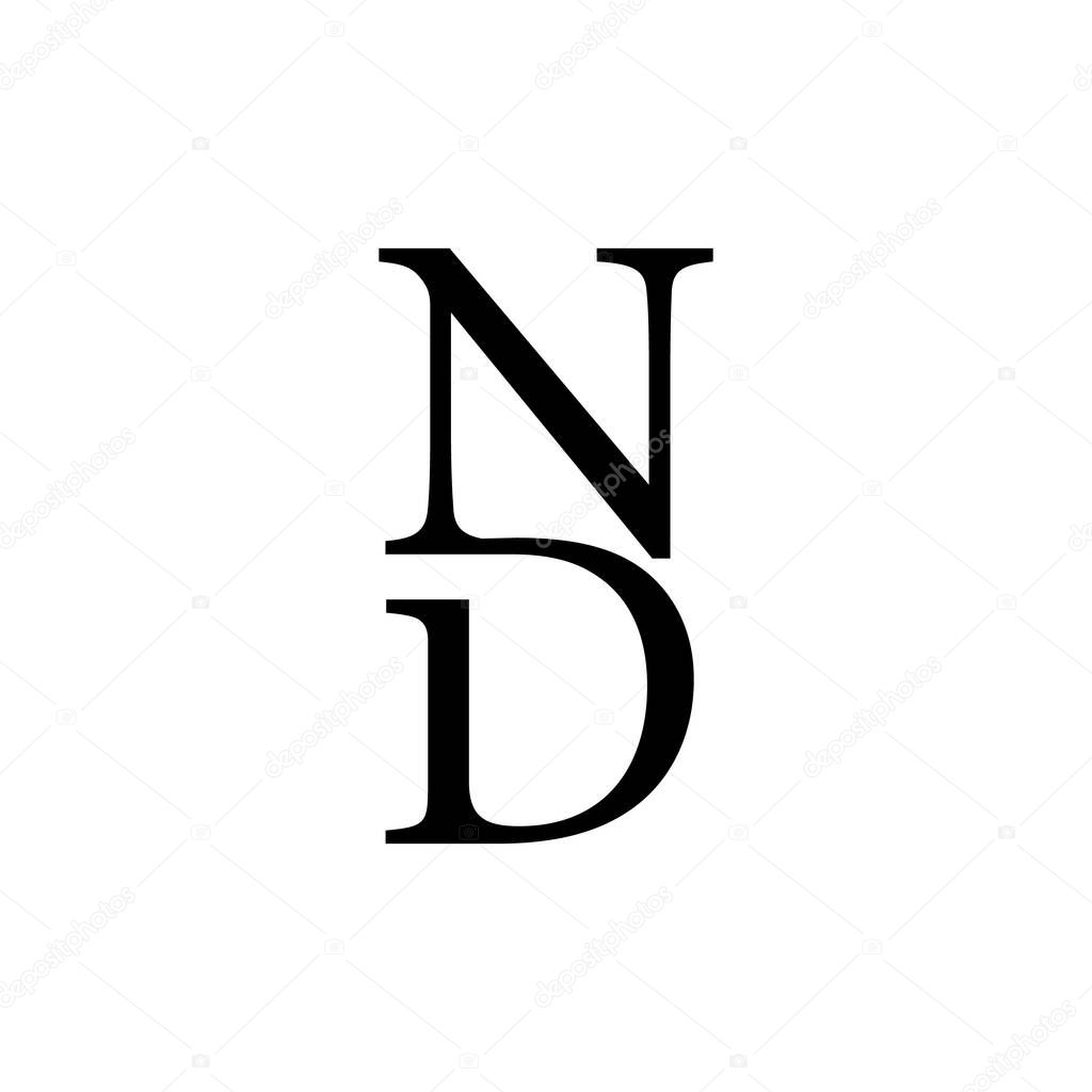 Modern Unique Creative ND Letters logo Design. Classic style luxury initials monogram.