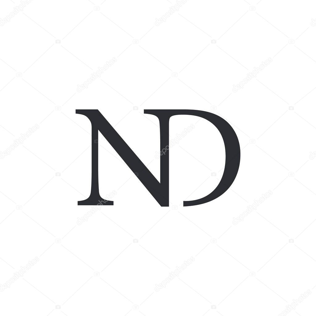 Modern Unique Creative ND Letters logo Design. Classic style luxury initials monogram.