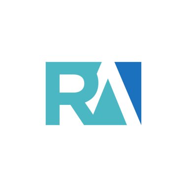 Harf R ve A negatif logo basit biçim vektör görüntüsü. RA negatif uzay harfi logosu gradyan colo