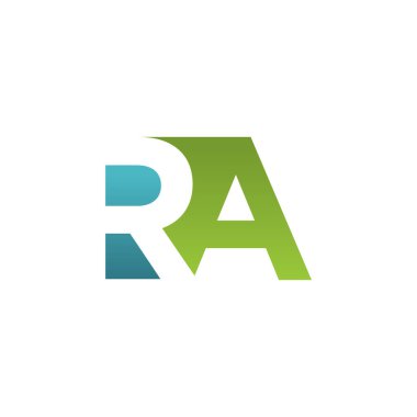 Harf R ve A negatif logo basit biçim vektör görüntüsü. RA negatif uzay harfi logosu gradyan colo