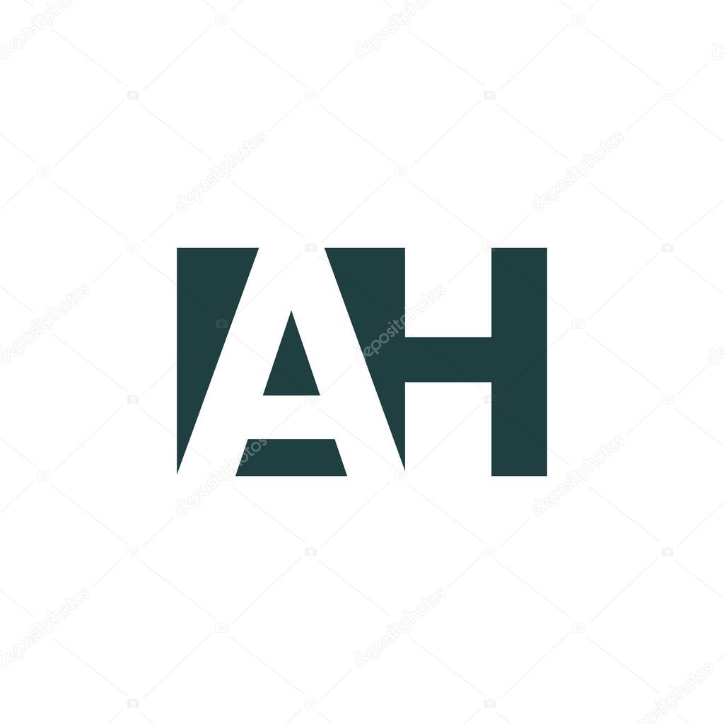 AH negative space letter logo white background. AH Letter Logo Design With Negative Space Concept.