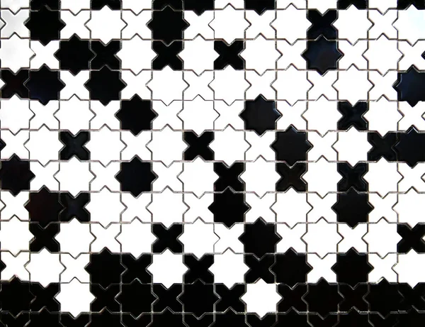 Černá Bílá Keramické Dlaždice Stěny Dekorace Textury Pozadí — Stock fotografie