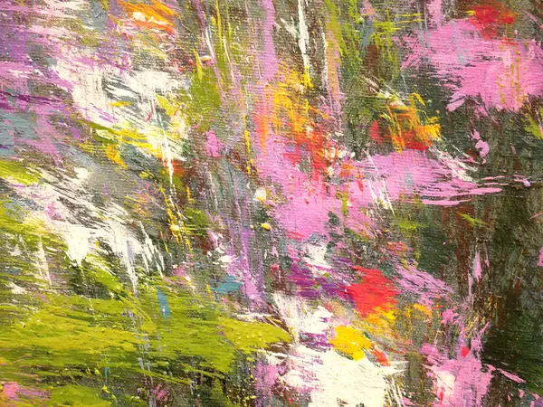 Абстрактний Живопис Текстури Рожевого Зеленого Білого Кольорів Масляним Пензлем Фарба — стокове фото