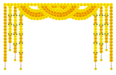 Düğün dekorasyonu için kadife çiçeği süslemesi, mutlu bayramlar, Hint bayramı festivali arka planı.