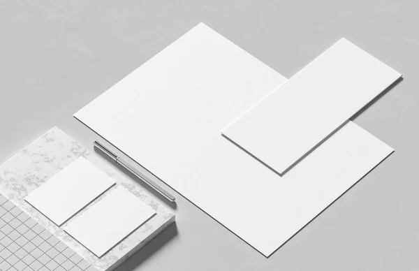 Huisstijl Briefpapier Modelleren Geïsoleerd Moderne Stijl Achtergrond Mock Voor Brandmerken — Stockfoto