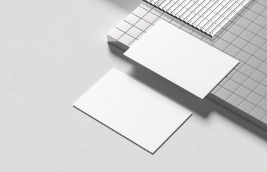 Gerçekçi bir kartvizit, beyaz arka planda izole edilmiş. 3B illüstrasyon.