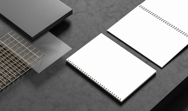 Spiraal Bindmiddel Notebook Mock Geïsoleerd Donkere Achtergrond Illustratie — Stockfoto