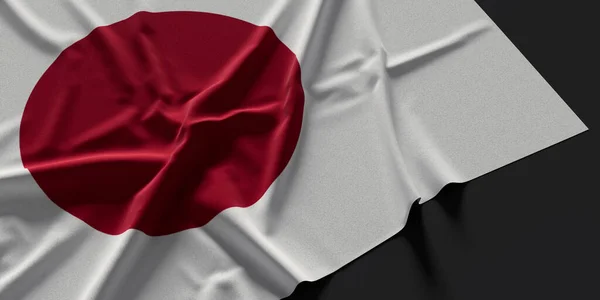 Flag of Japan. Fabric textured Japan flag. 3D illustration.