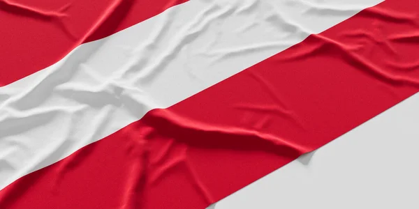 Flag of Austria. Fabric textured Austria flag isolated on white background. 3D illustration
