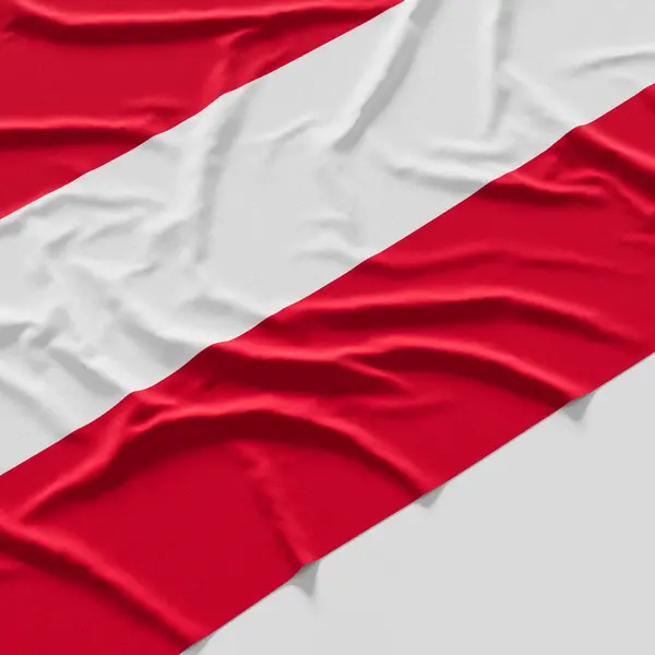 Flag of Austria. Fabric textured Austria flag isolated on white background. 3D illustration