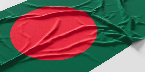 Flag of Bangladesh. Fabric textured Bangladesh flag isolated on white background. 3D illustration