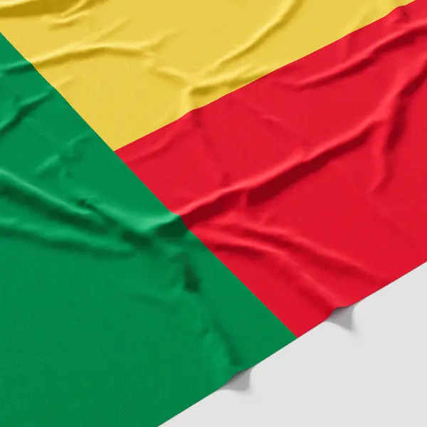 stock image Flag of Benin. Fabric textured Benin flag isolated on white background. 3D illustration