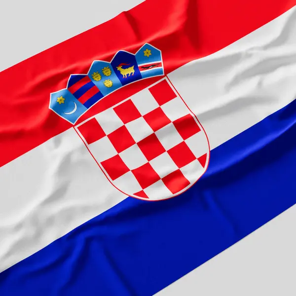 Flag of Croatia. Fabric textured Croatia flag isolated on white background. 3D illustration