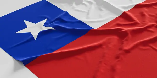 Flag of Chile. Fabric textured Chile flag isolated on white background. 3D illustration