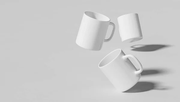Mug mock up. White coffee mug mock up isolated on white background. 3D illustration