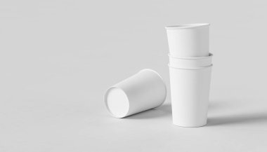 Kağıt kahve fincanı maketi. Kağıt kahve fincanı beyaz arka planda izole edilmiş. 3B illüstrasyon